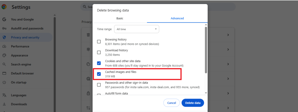 clear cache on desktop