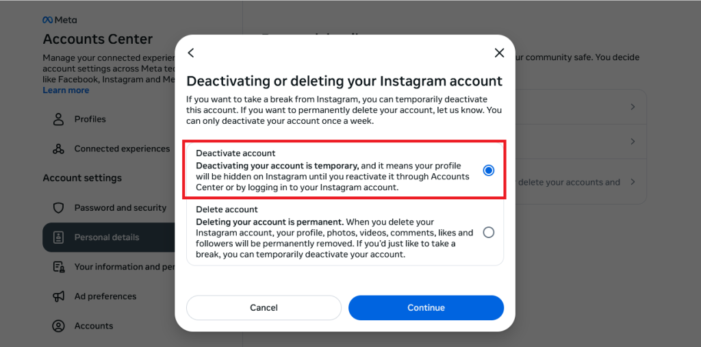 deactivate instagram desktop 2
