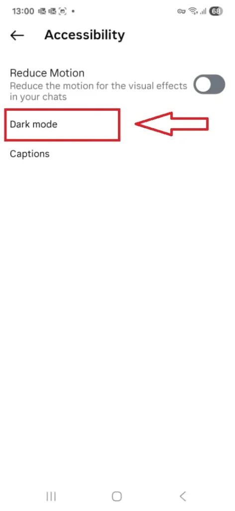 dark mode instagram