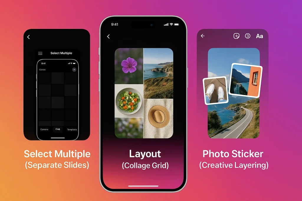 how to add multiple photos to instagram story