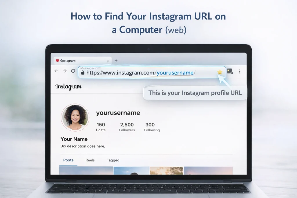 How to find your Instagram URL on a computer (web)