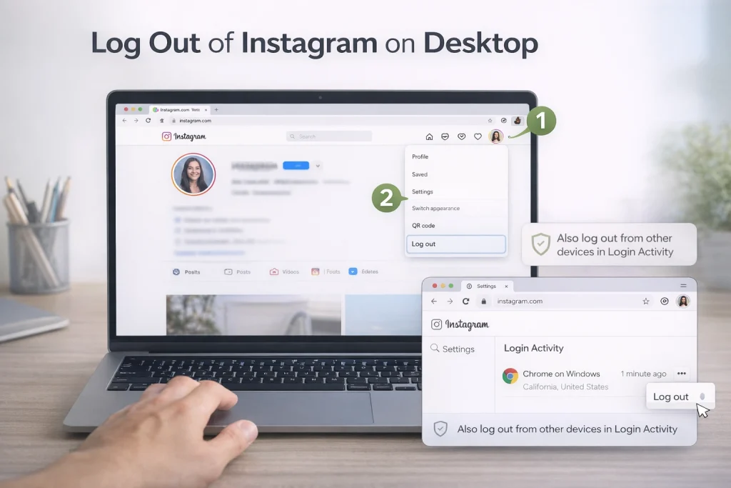 How to log out of Instagram on a computer (Web)