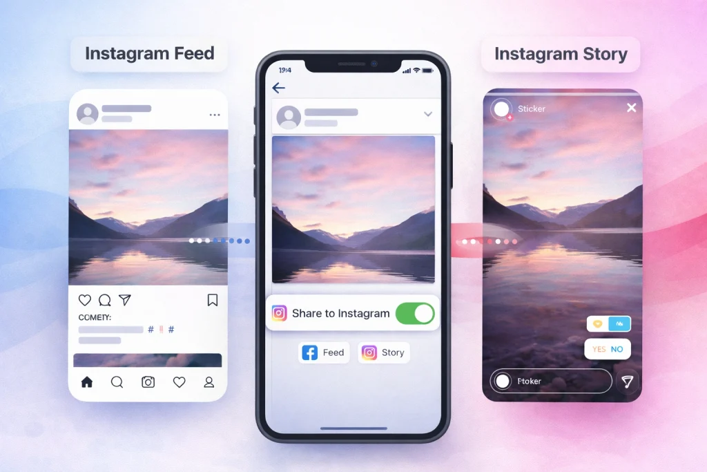 How to share a Facebook post to Instagram (FeedStory options)