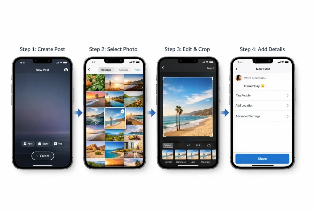 How to add a photo to a new Instagram post (step-by-step)