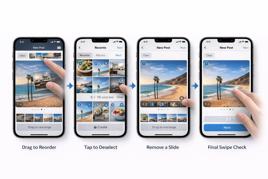 How to reorder or remove photos before you publish