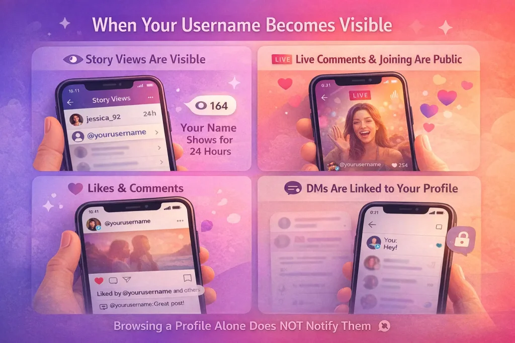 When your name WILL show up Stories, Live, and other interactions