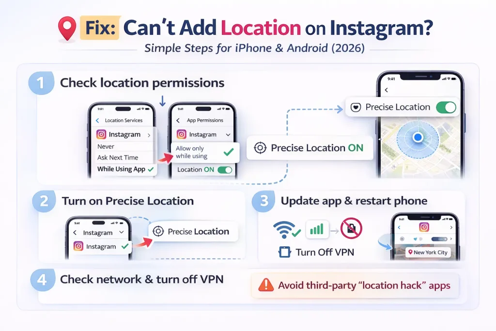 Why you can’t add a location (and fixes when Instagram locations don’t show up on iPhone & Android)